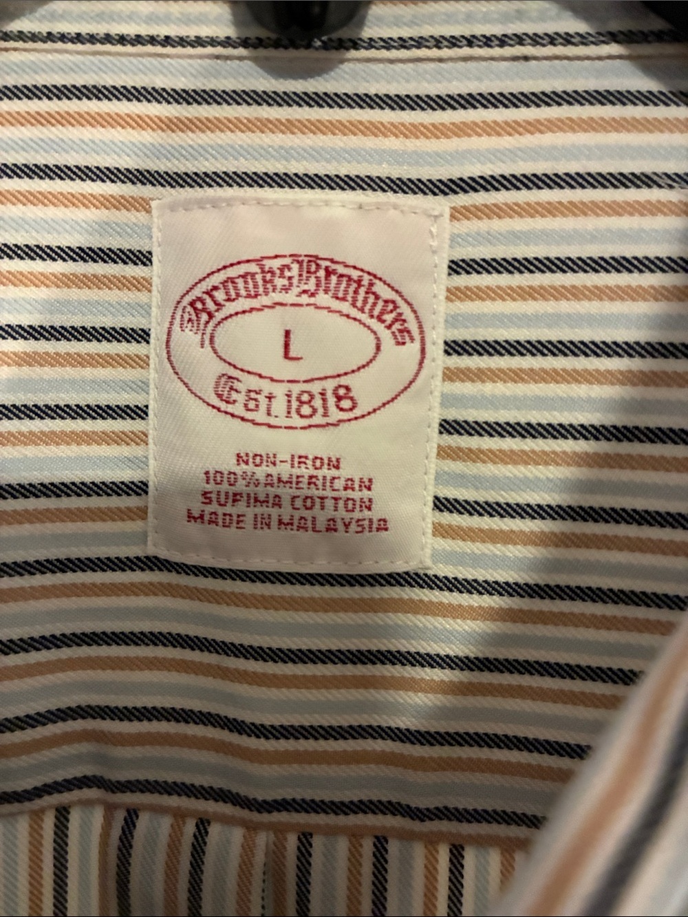 Brooks Brothers White Dress Shirt with Blue and Gray Pinstripes - Picture 2 of 3